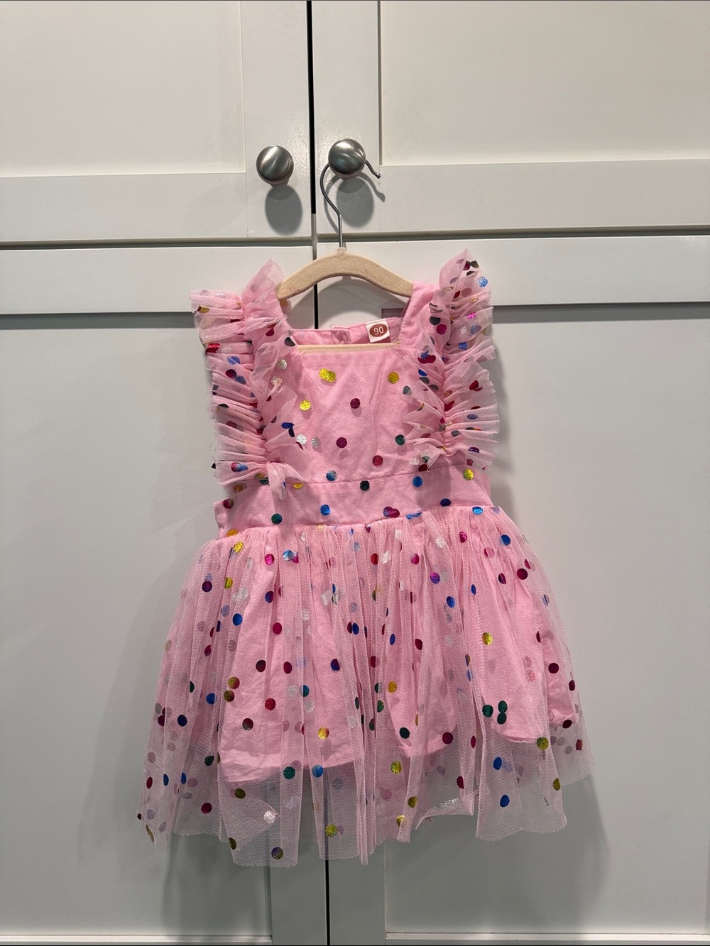 Pink Polka Dot Tulle Party Dress for Kids